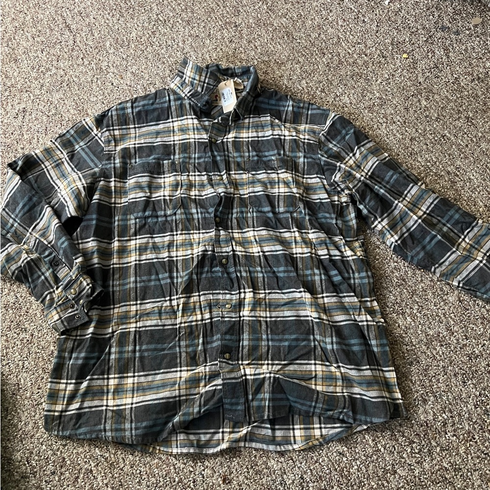 Bass Pro Shops Men's Plaid Button-Down Shirt - Black and Tan